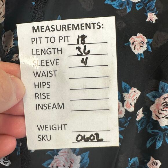 Hot Topic Floral Button-Down Black Chiffon Lace Collar Mini Dress Womens Size M - Picture 15 of 15